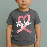 Fighter Breast Cancer Awareness Heart Toddler T-Shirt thumb 2