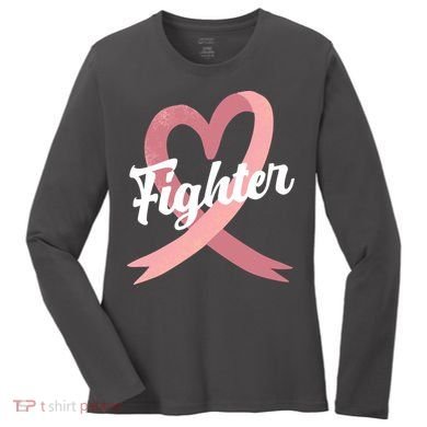 Fighter Breast Cancer Awareness Heart Women's Long Sleeve Shirt