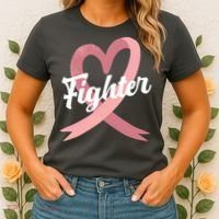 Fighter Breast Cancer Awareness Heart Women's T-Shirt thumb 2