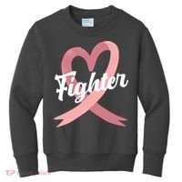 Fighter Breast Cancer Awareness Heart Kids Sweatshirt thumb 0