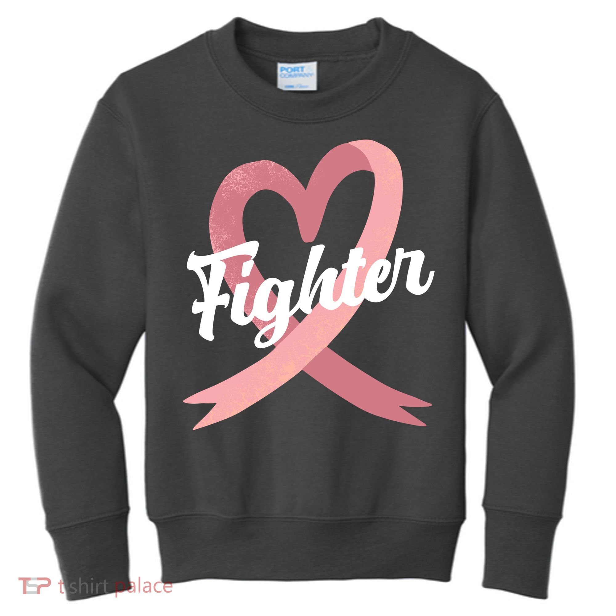 Fighter Breast Cancer Awareness Heart Kids Sweatshirt