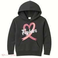 Fighter Breast Cancer Awareness Heart Kids Hoodie thumb 0