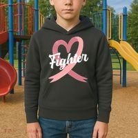 Fighter Breast Cancer Awareness Heart Kids Hoodie thumb 2