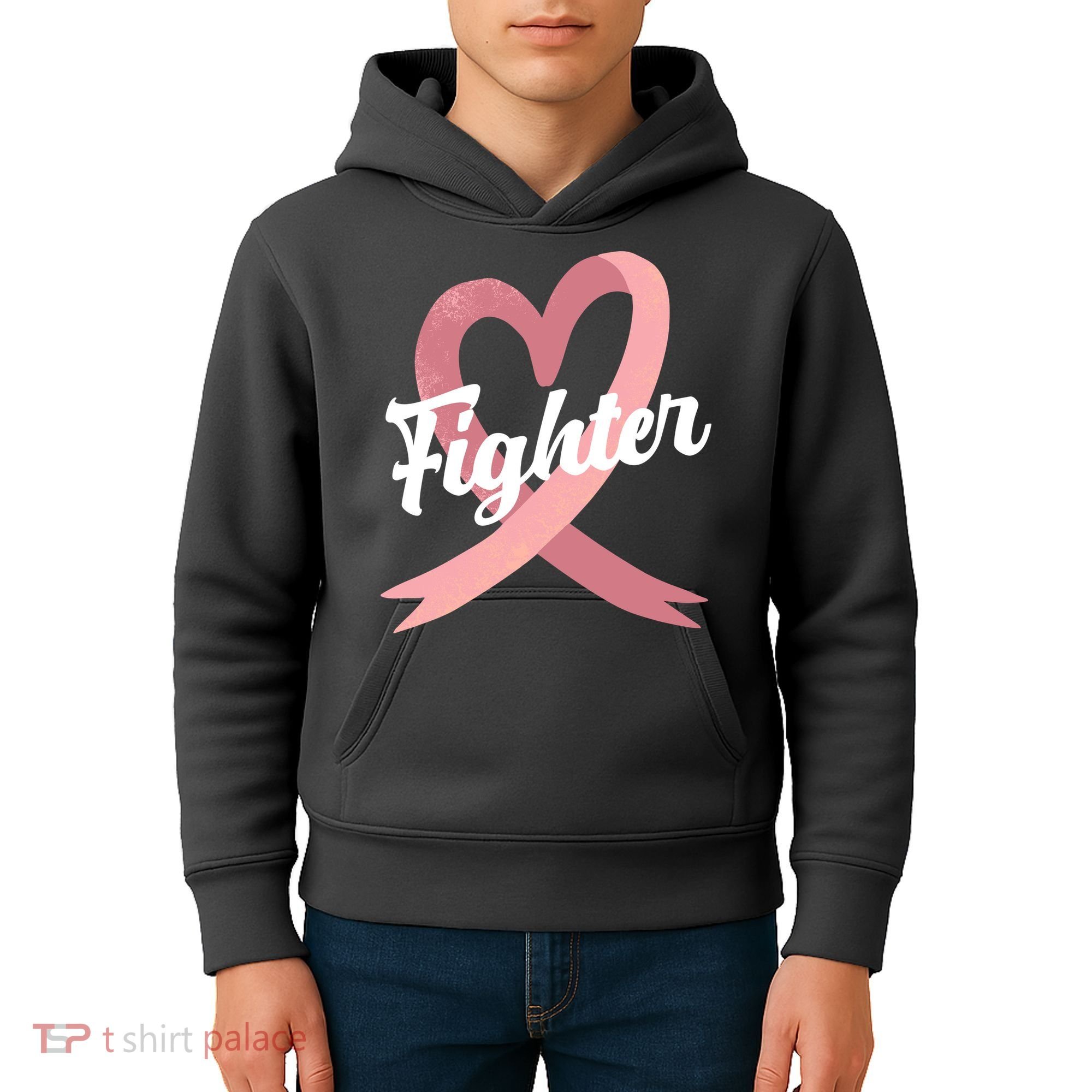 Fighter Breast Cancer Awareness Heart Kids Hoodie
