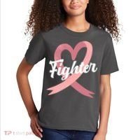 Fighter Breast Cancer Awareness Heart Kids T-Shirt thumb 2