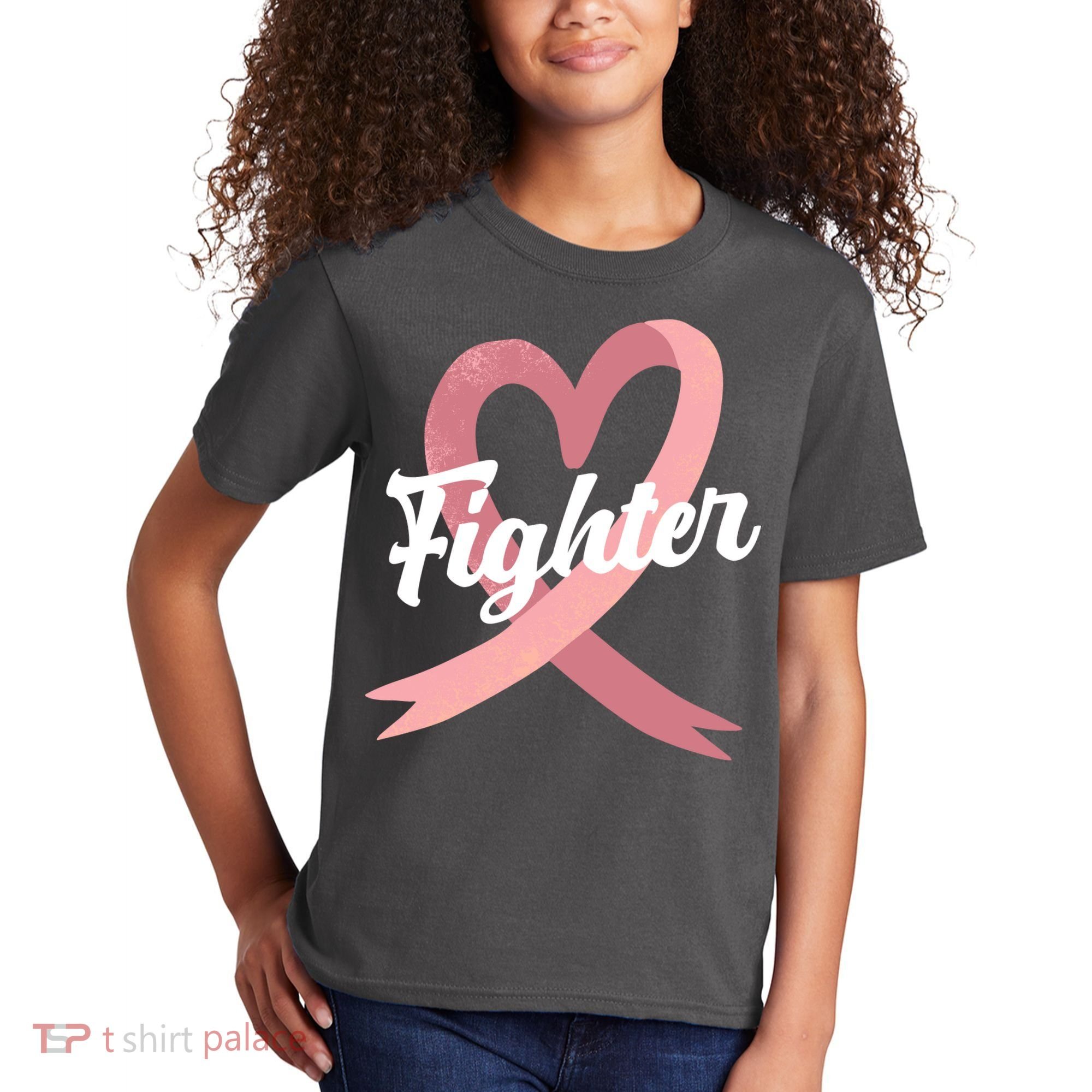 Fighter Breast Cancer Awareness Heart Kids T-Shirt