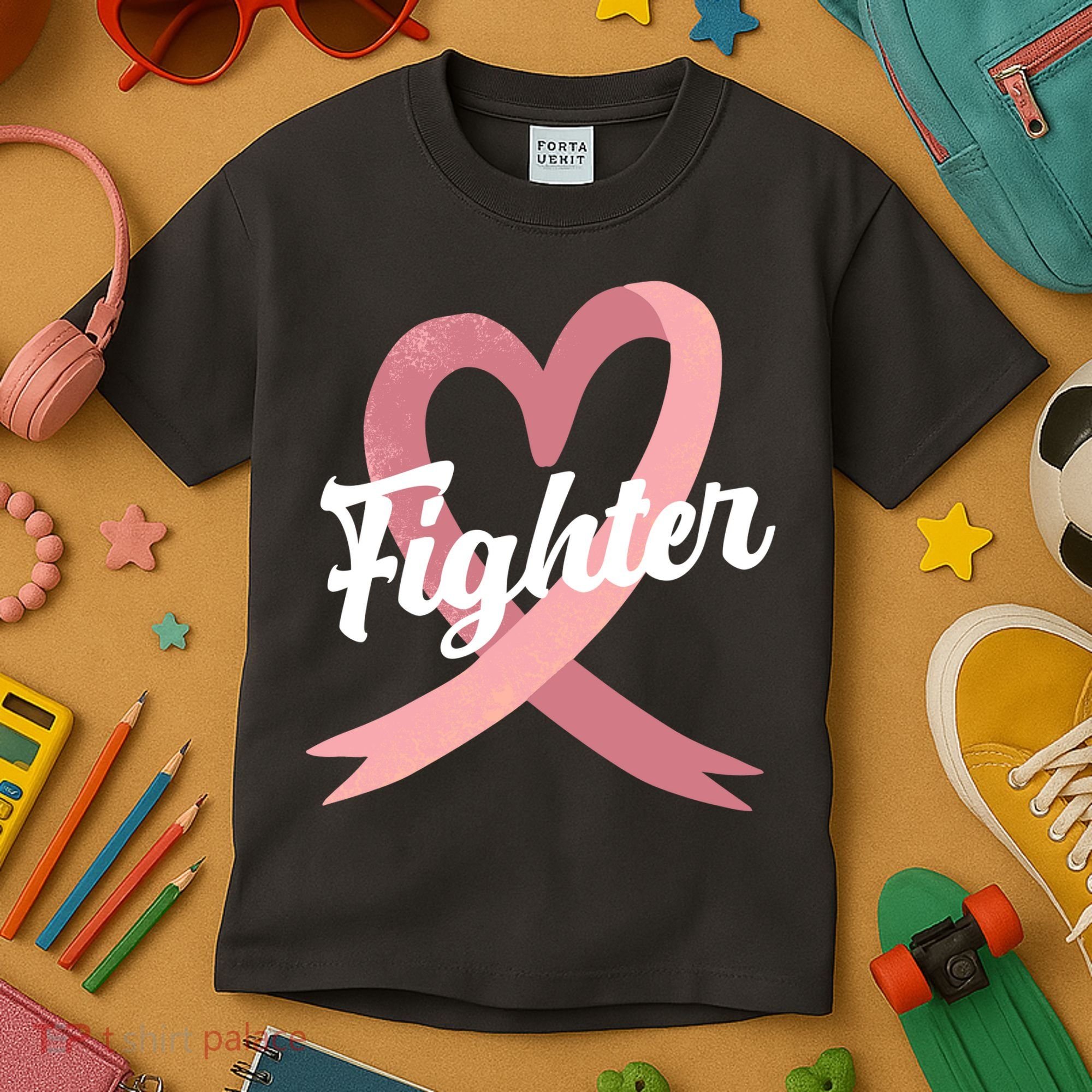 Fighter Breast Cancer Awareness Heart Kids T-Shirt