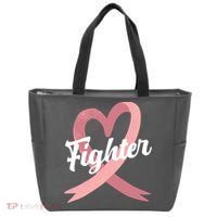 Fighter Breast Cancer Awareness Heart Tote Bag thumb 0