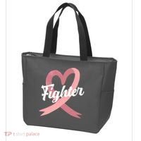 Fighter Breast Cancer Awareness Heart Tote Bag thumb 3