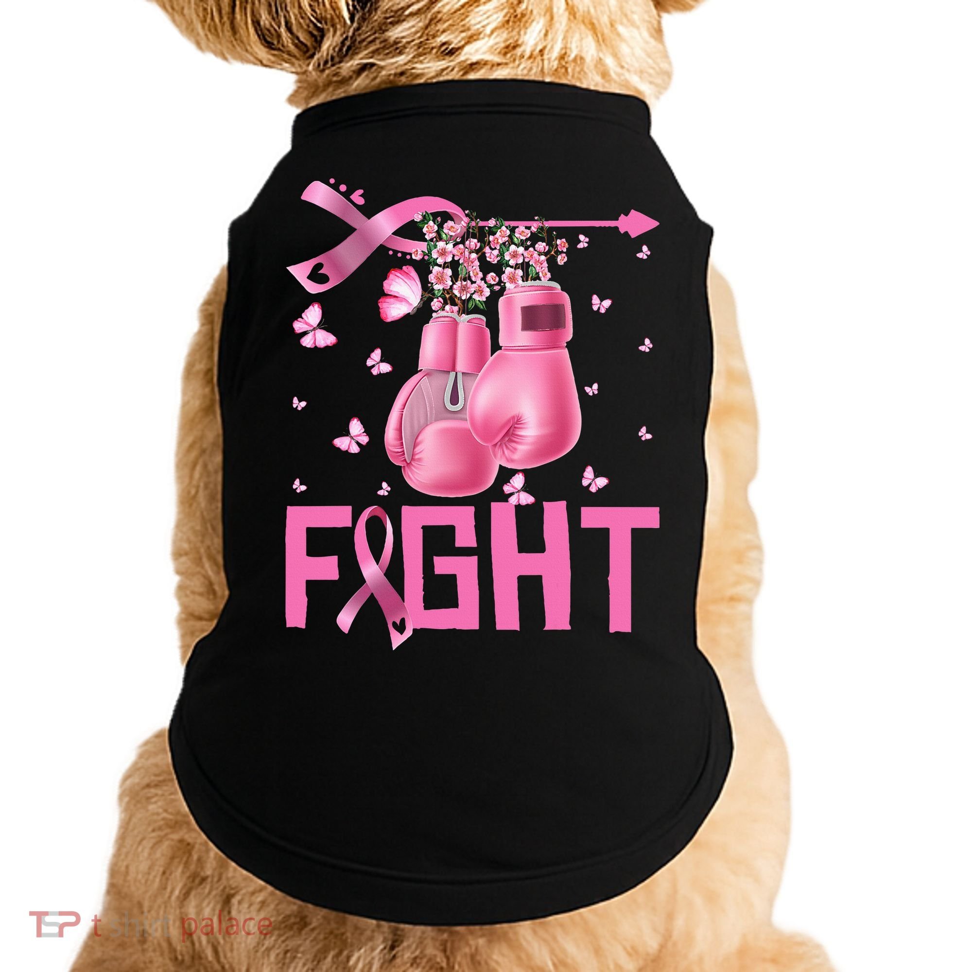 Fight Breast Cancer Awareness Boxing Gloves Warrior Doggie Tank