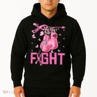 Fight Breast Cancer Awareness Boxing Gloves Warrior Hoodie thumb 2