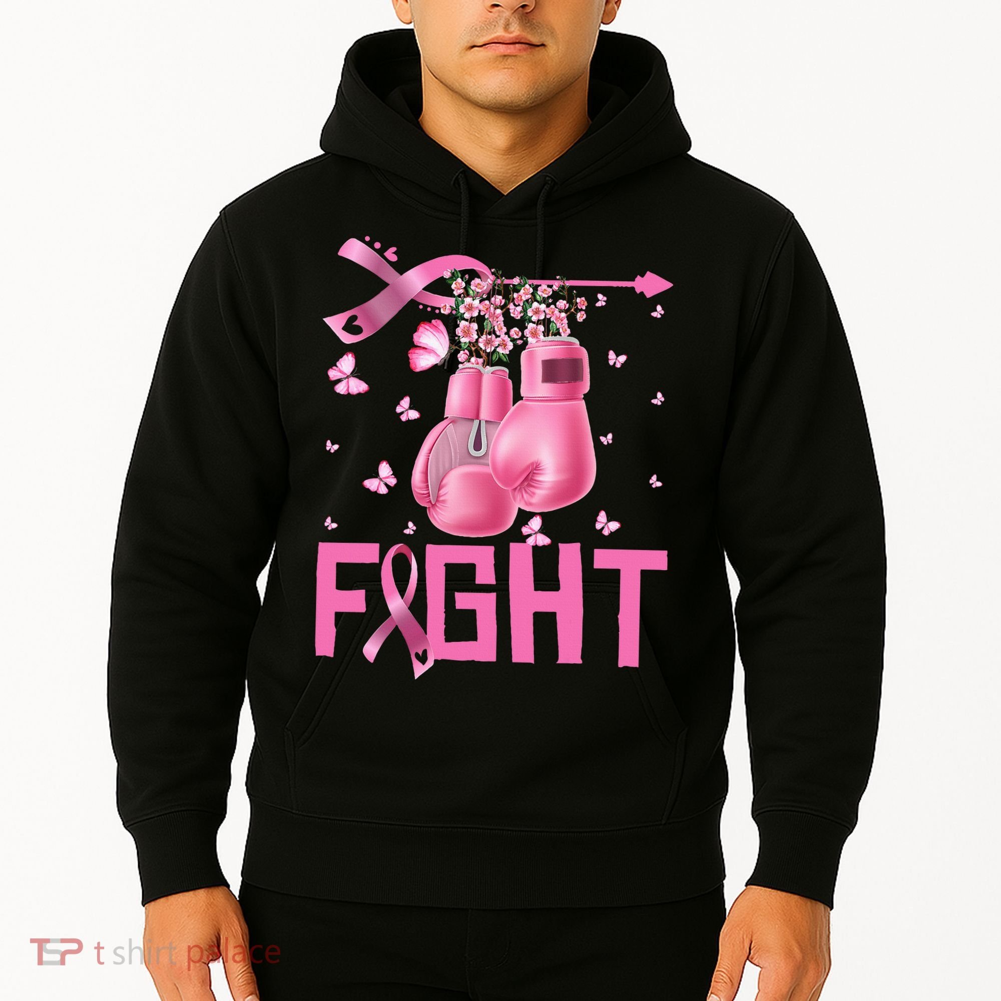 Fight Breast Cancer Awareness Boxing Gloves Warrior Hoodie