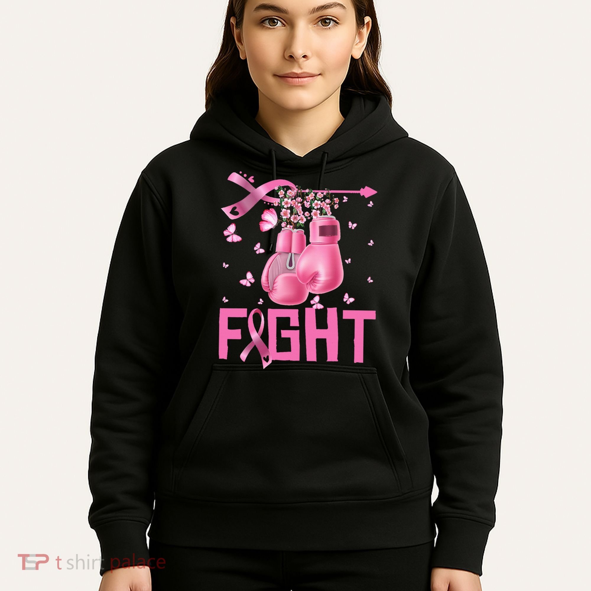 Fight Breast Cancer Awareness Boxing Gloves Warrior Hoodie