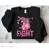 Fight Breast Cancer Awareness Boxing Gloves Warrior Sweatshirt thumb 2