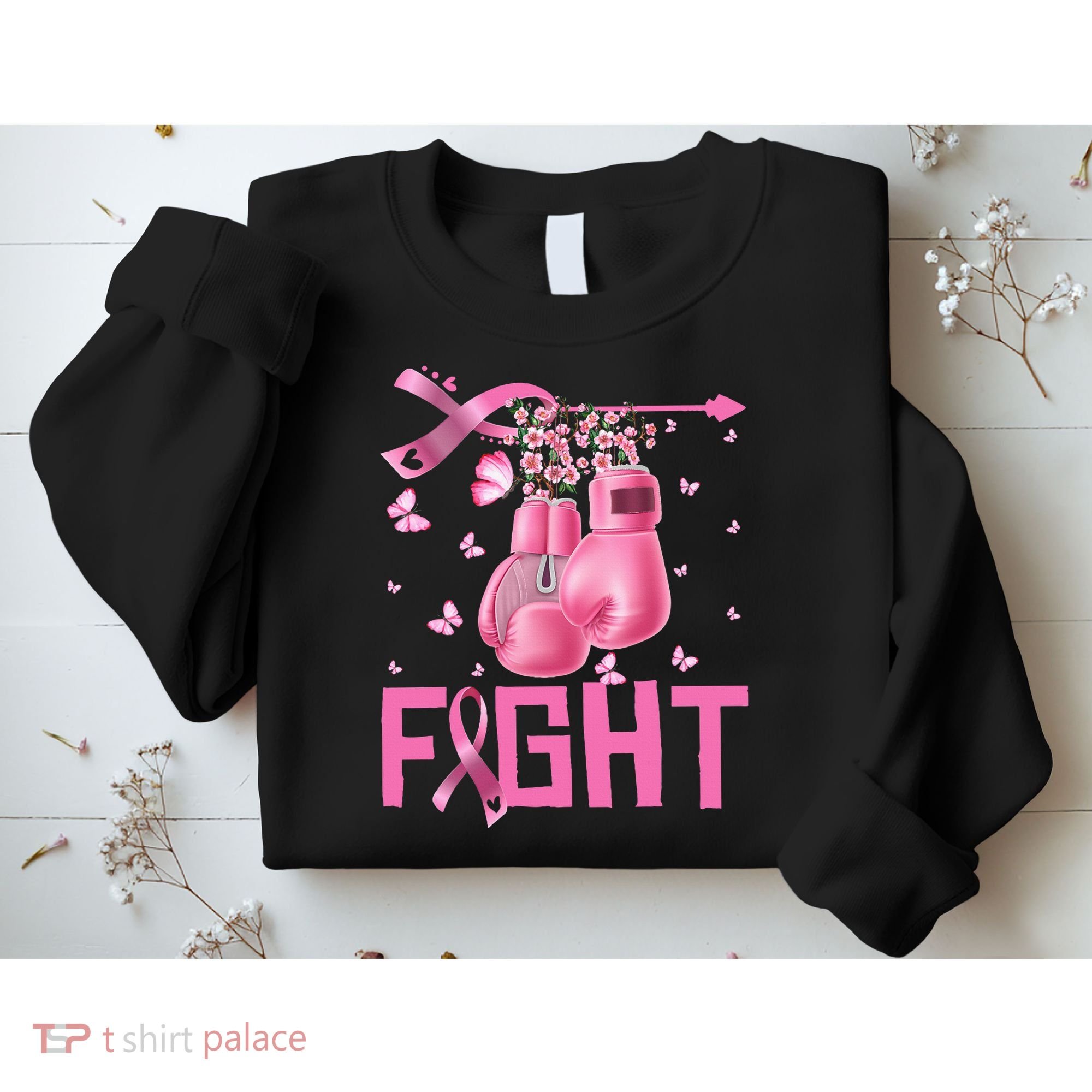 Fight Breast Cancer Awareness Boxing Gloves Warrior Sweatshirt
