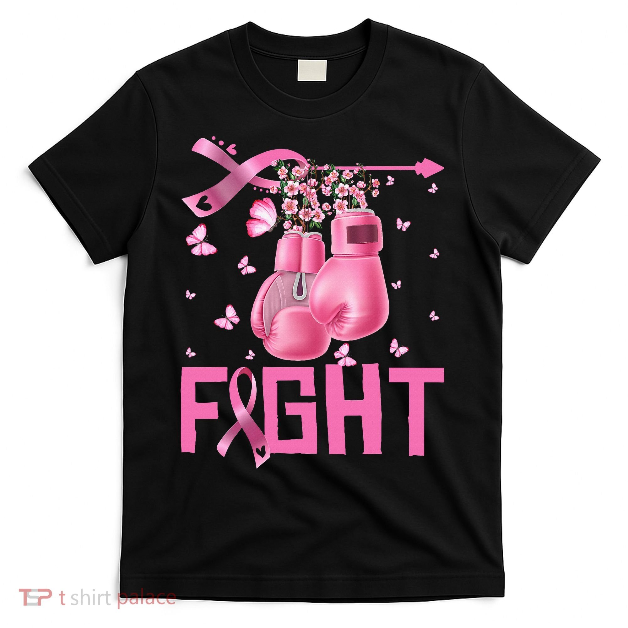 Fight Breast Cancer Awareness Boxing Gloves Warrior T-Shirt