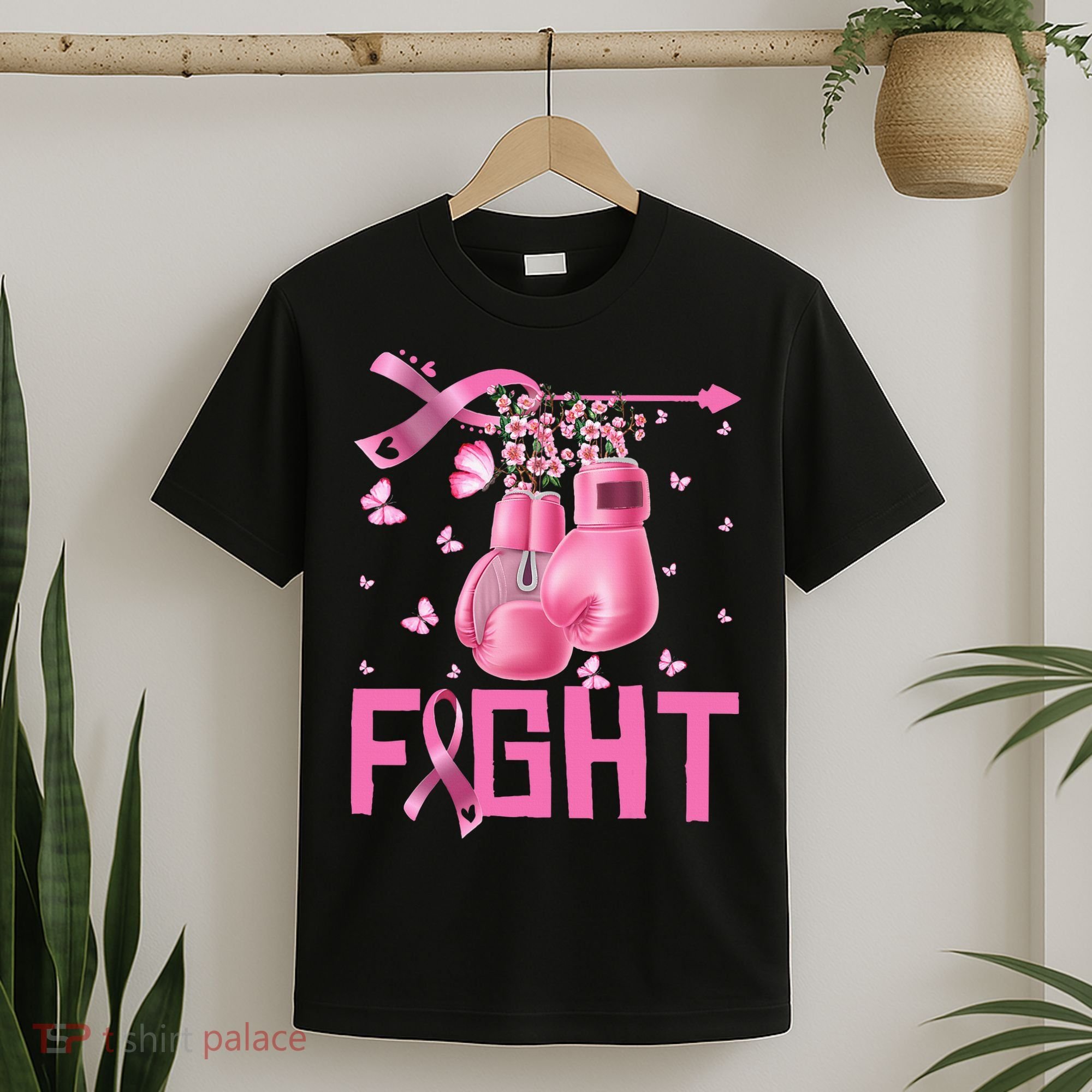 Fight Breast Cancer Awareness Boxing Gloves Warrior T-Shirt