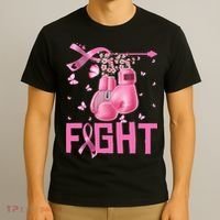 Fight Breast Cancer Awareness Boxing Gloves Warrior T-Shirt thumb 3