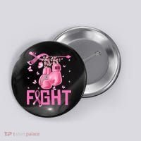 Fight Breast Cancer Awareness Boxing Gloves Warrior Button thumb 0