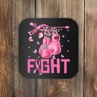 Fight Breast Cancer Awareness Boxing Gloves Warrior Coaster thumb 0