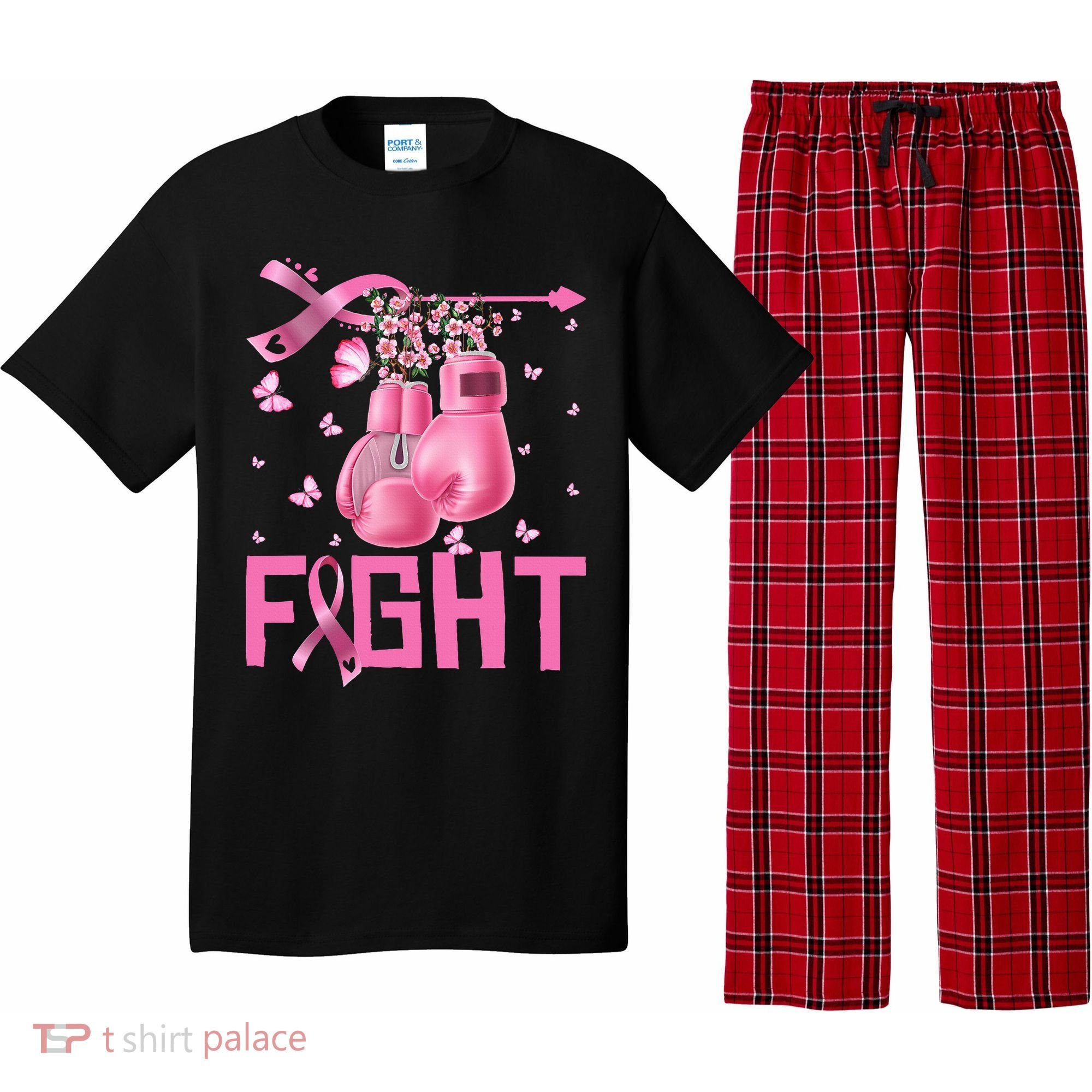 Fight Breast Cancer Awareness Boxing Gloves Warrior Pajama Set