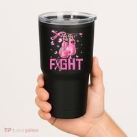 Fight Breast Cancer Awareness Boxing Gloves Warrior Tumbler thumb 2