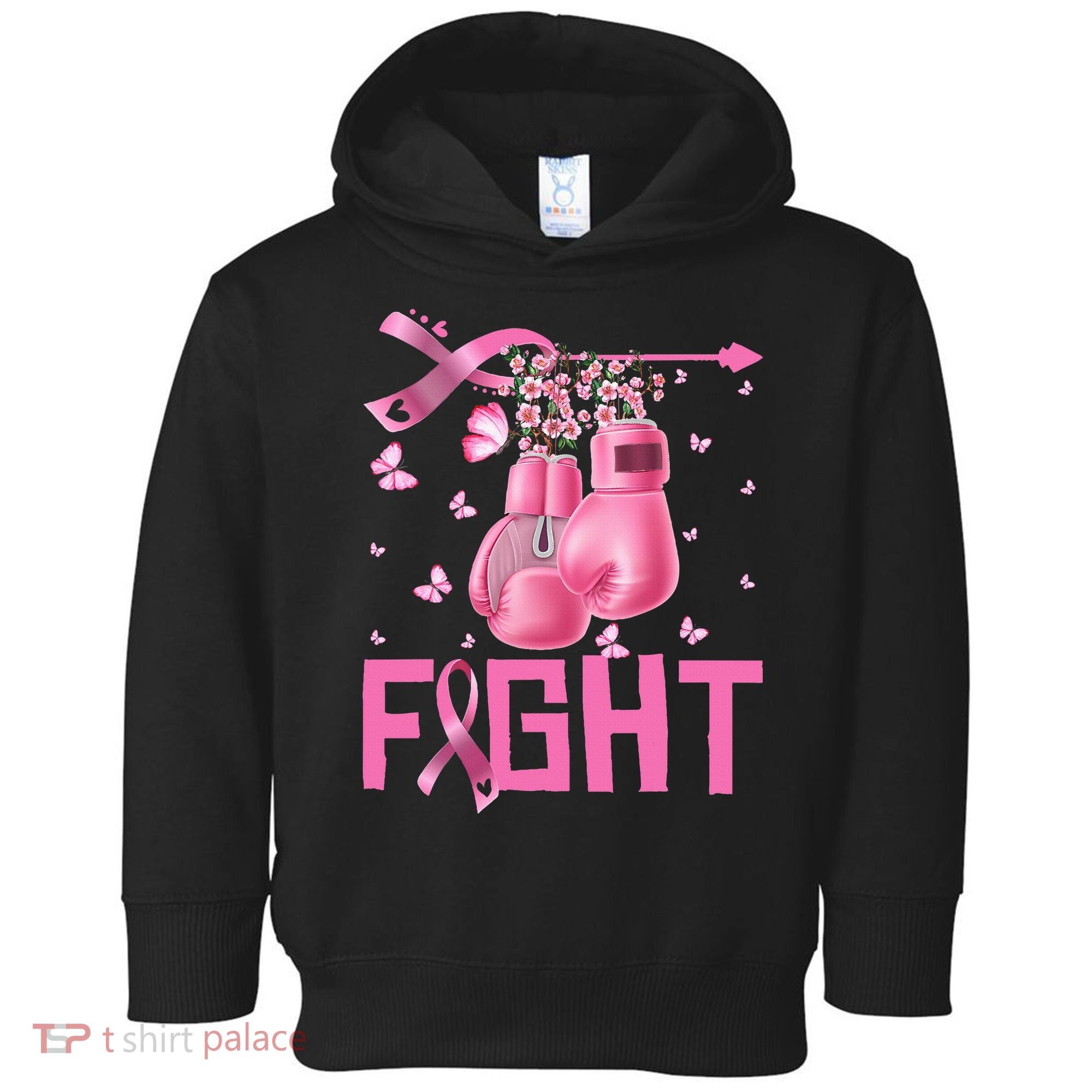 Fight Breast Cancer Awareness Boxing Gloves Warrior Toddler Hoodie