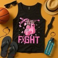 Fight Breast Cancer Awareness Boxing Gloves Warrior Tank Top thumb 4