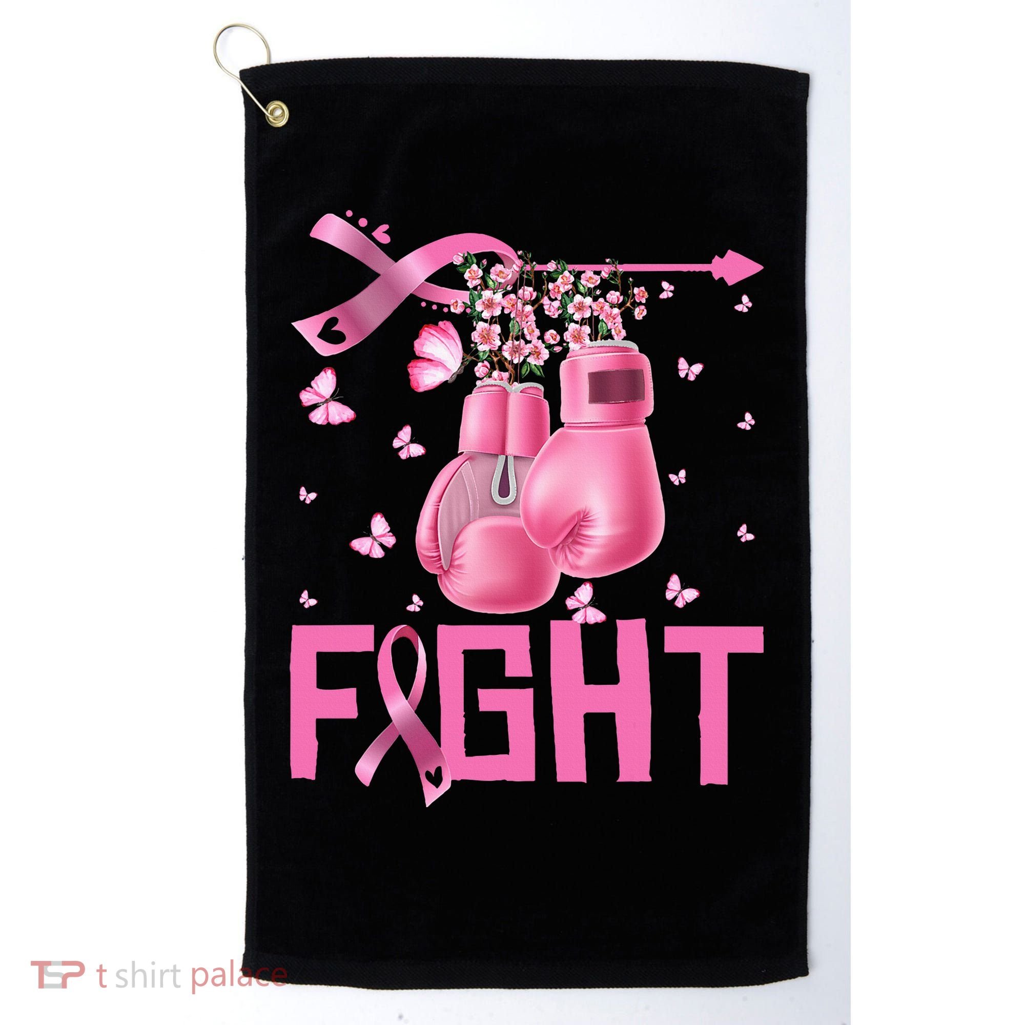 Fight Breast Cancer Awareness Boxing Gloves Warrior Golf Towel