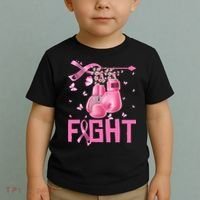 Fight Breast Cancer Awareness Boxing Gloves Warrior Toddler T-Shirt thumb 2