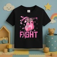Fight Breast Cancer Awareness Boxing Gloves Warrior Toddler T-Shirt thumb 3