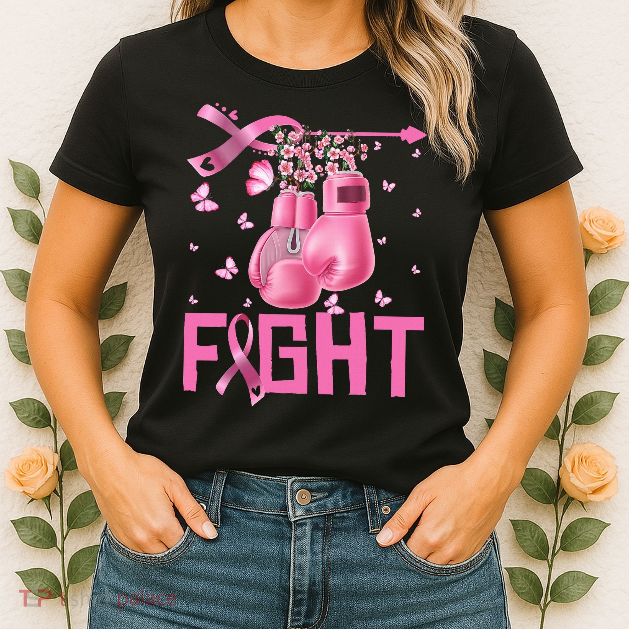 Fight Breast Cancer Awareness Boxing Gloves Warrior Women's T-Shirt