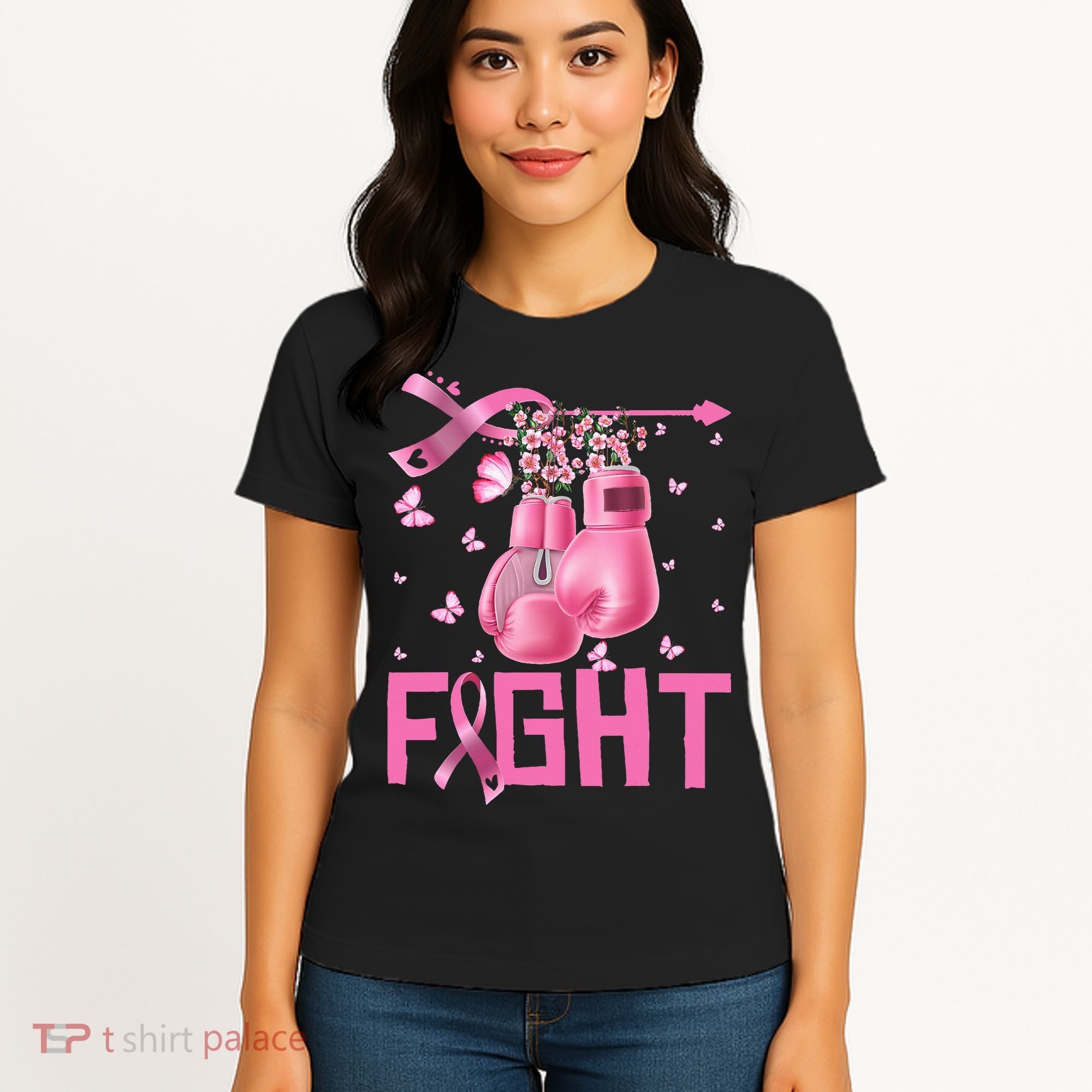 Fight Breast Cancer Awareness Boxing Gloves Warrior Women's T-Shirt