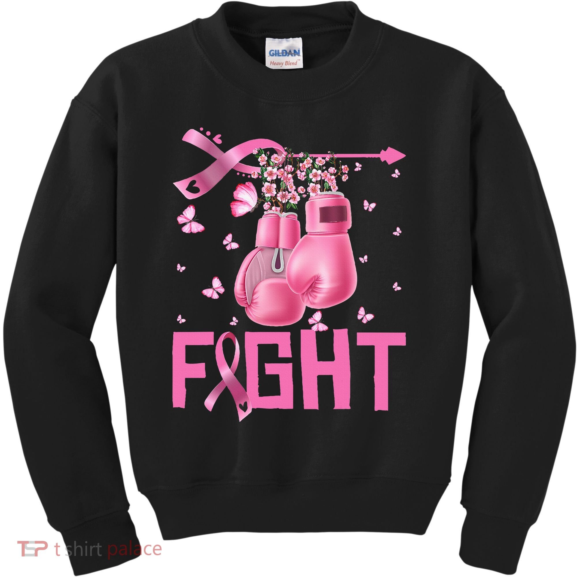 Fight Breast Cancer Awareness Boxing Gloves Warrior Kids Sweatshirt