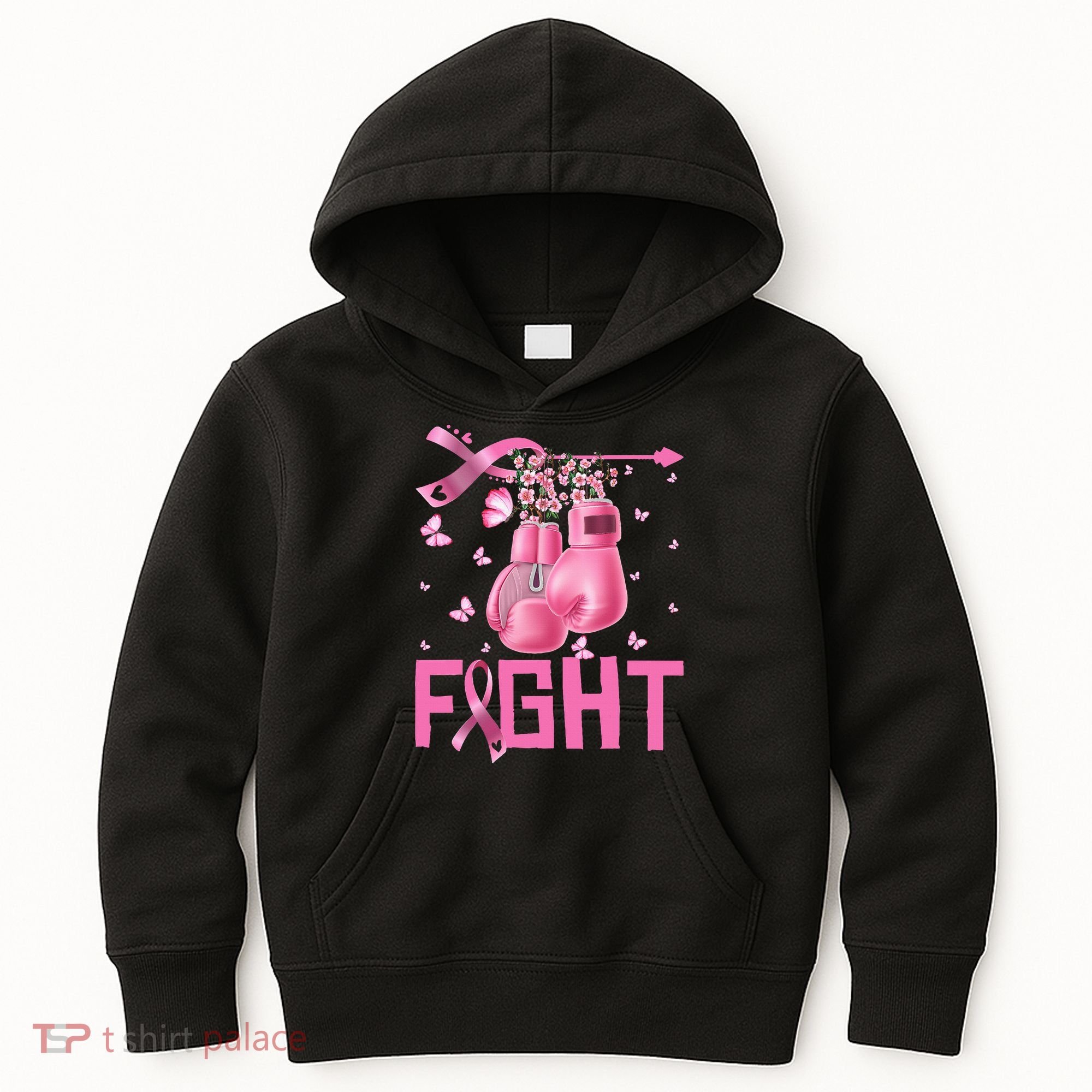 Fight Breast Cancer Awareness Boxing Gloves Warrior Kids Hoodie