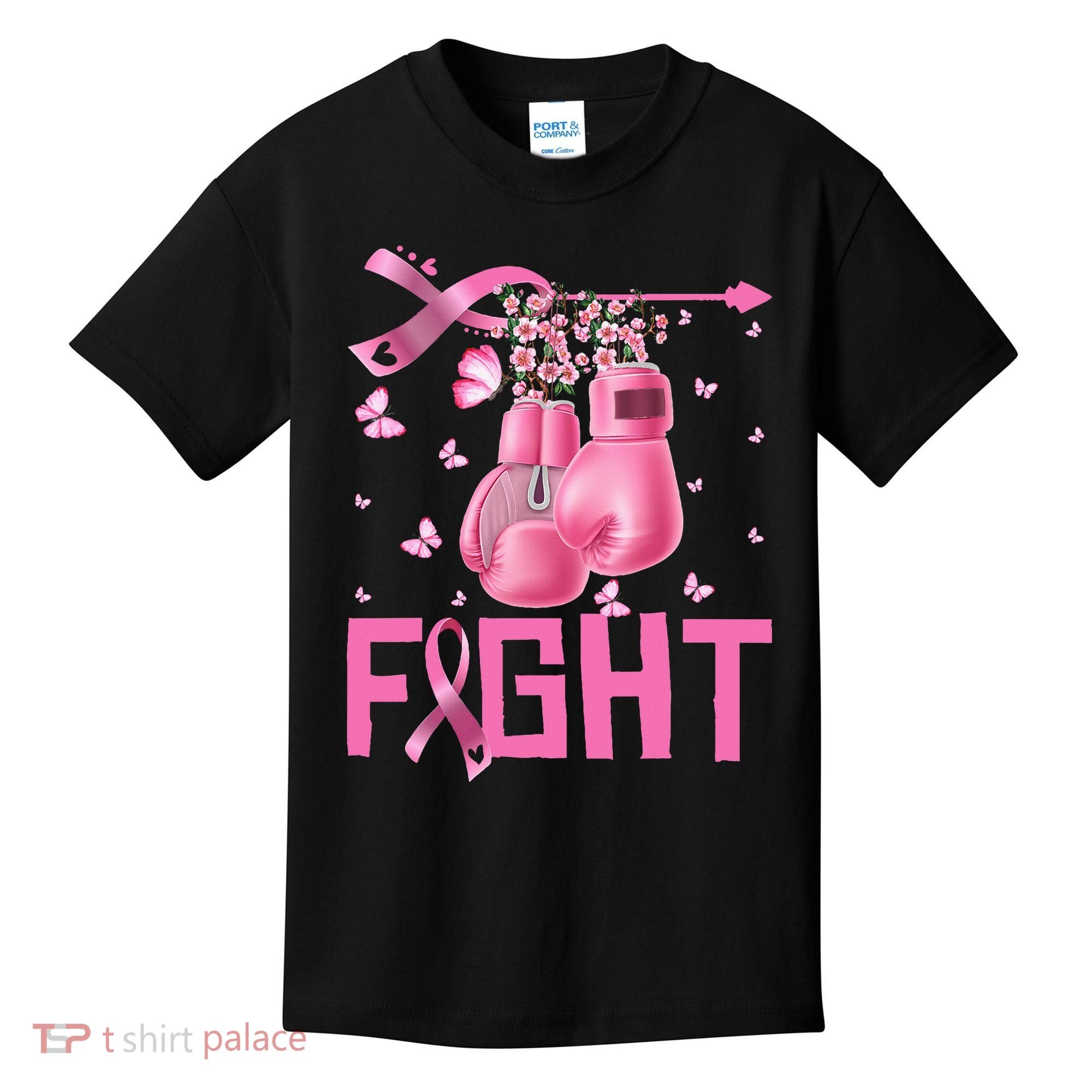 Fight Breast Cancer Awareness Boxing Gloves Warrior Kids T-Shirt