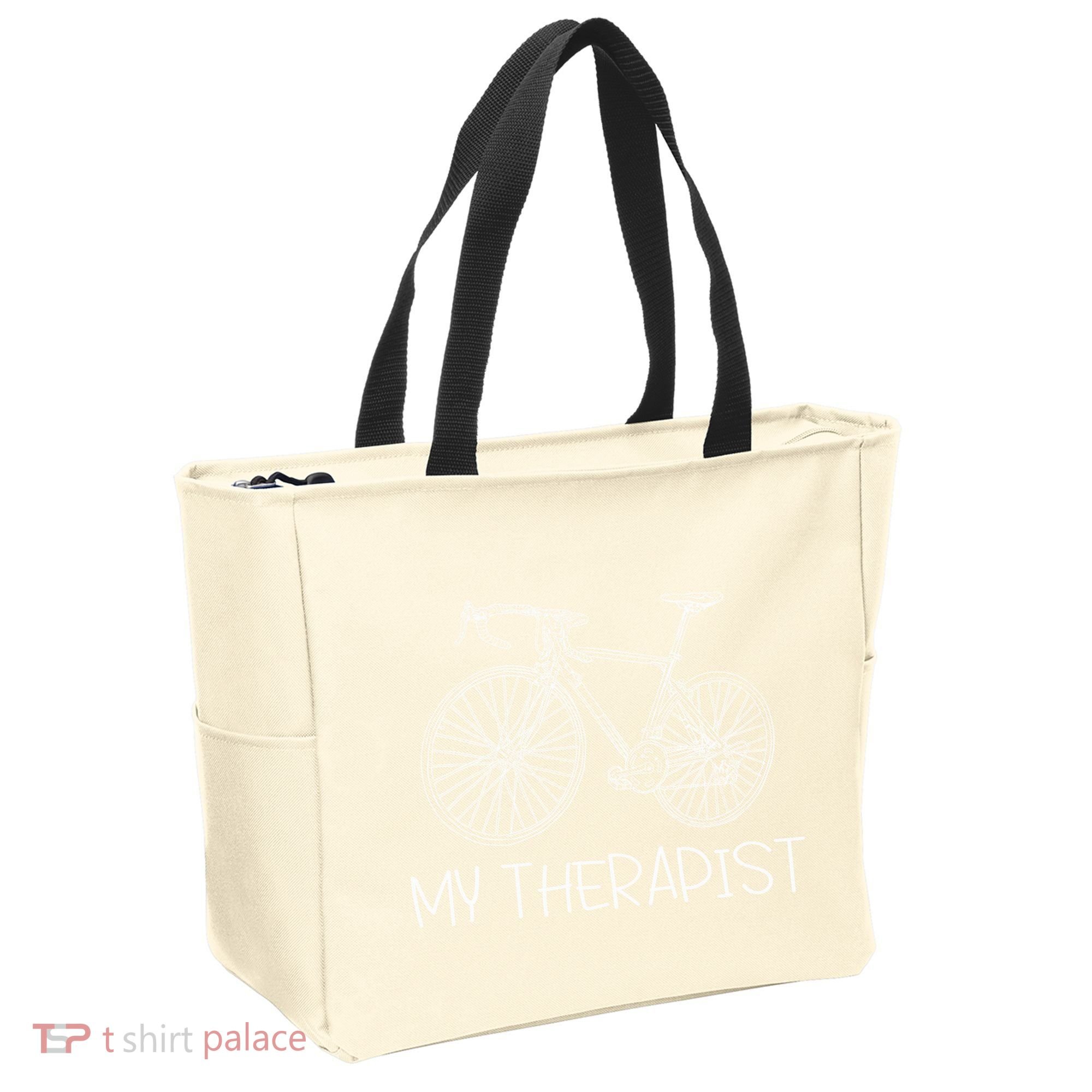 Funny Bicycle Cyclist Road Bike My Therapis Tote Bag