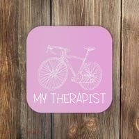 Funny Bicycle Cyclist Road Bike My Therapis Coaster thumb 0