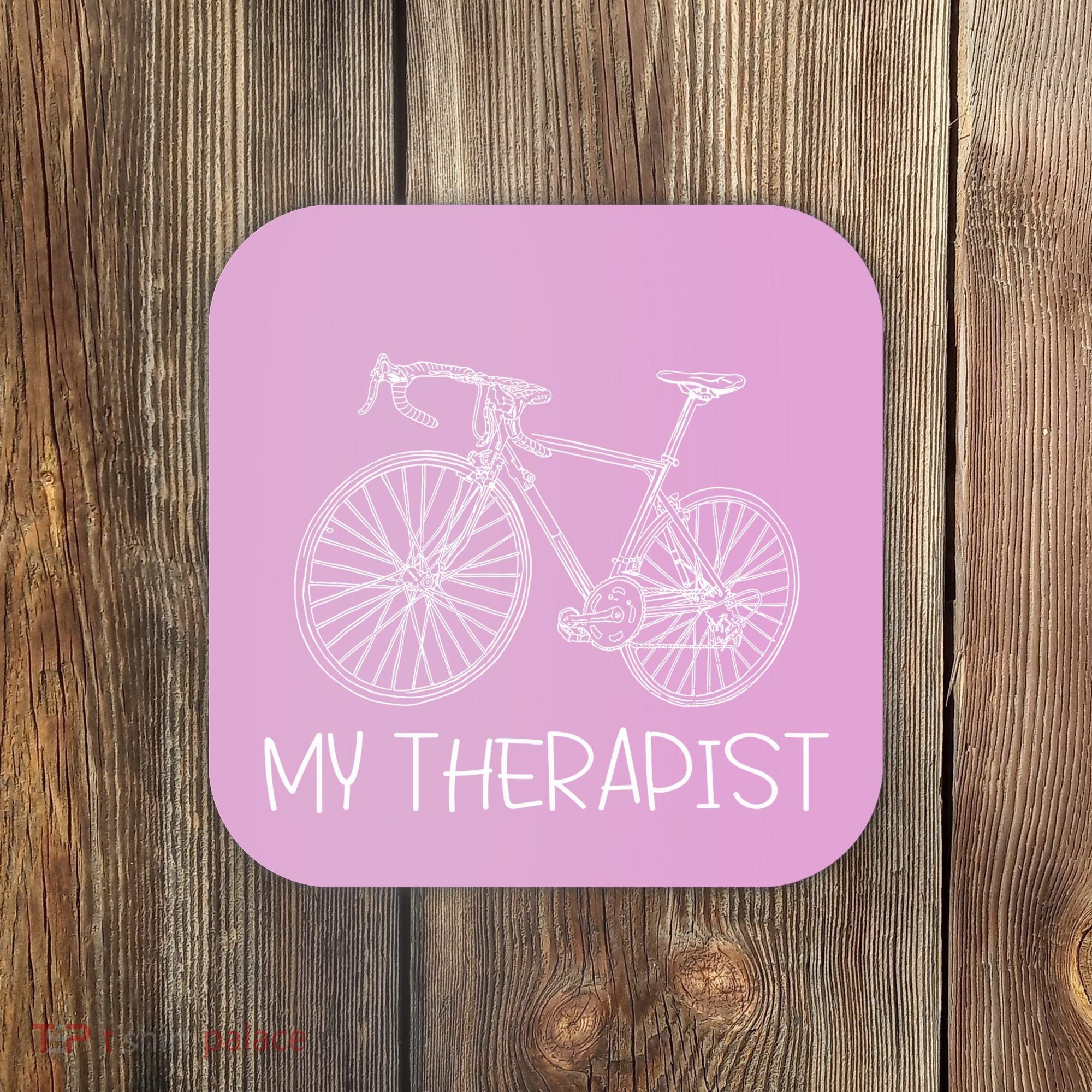 Funny Bicycle Cyclist Road Bike My Therapis Coaster
