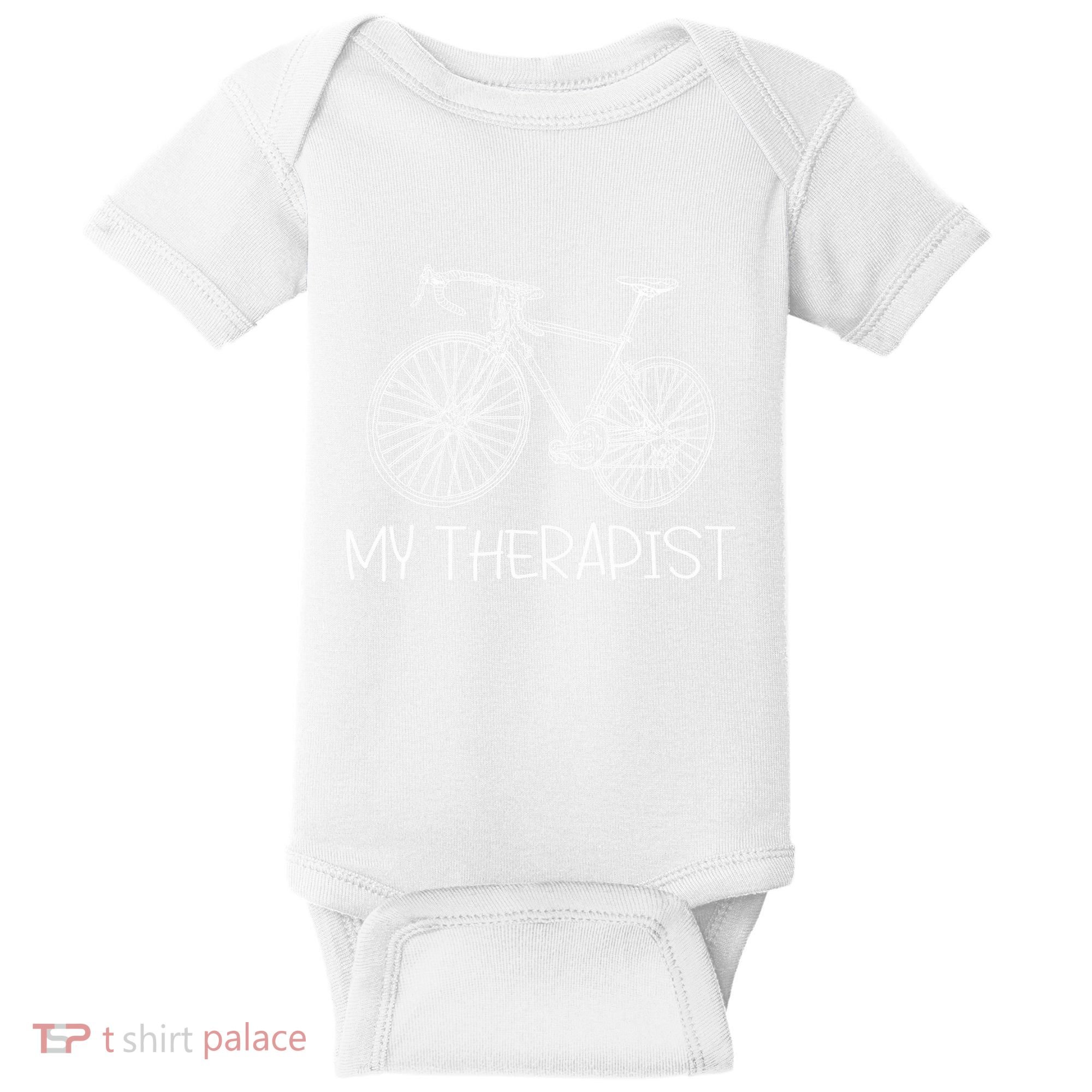 Funny Bicycle Cyclist Road Bike My Therapis Baby Bodysuit