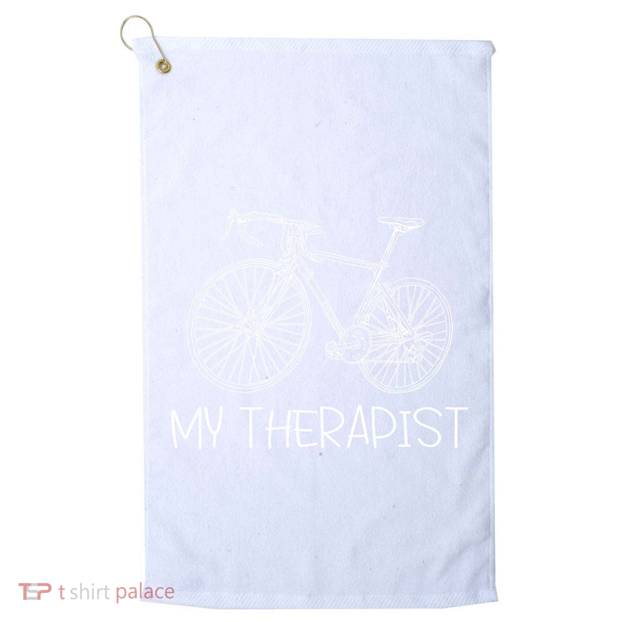 Funny Bicycle Cyclist Road Bike My Therapis Golf Towel