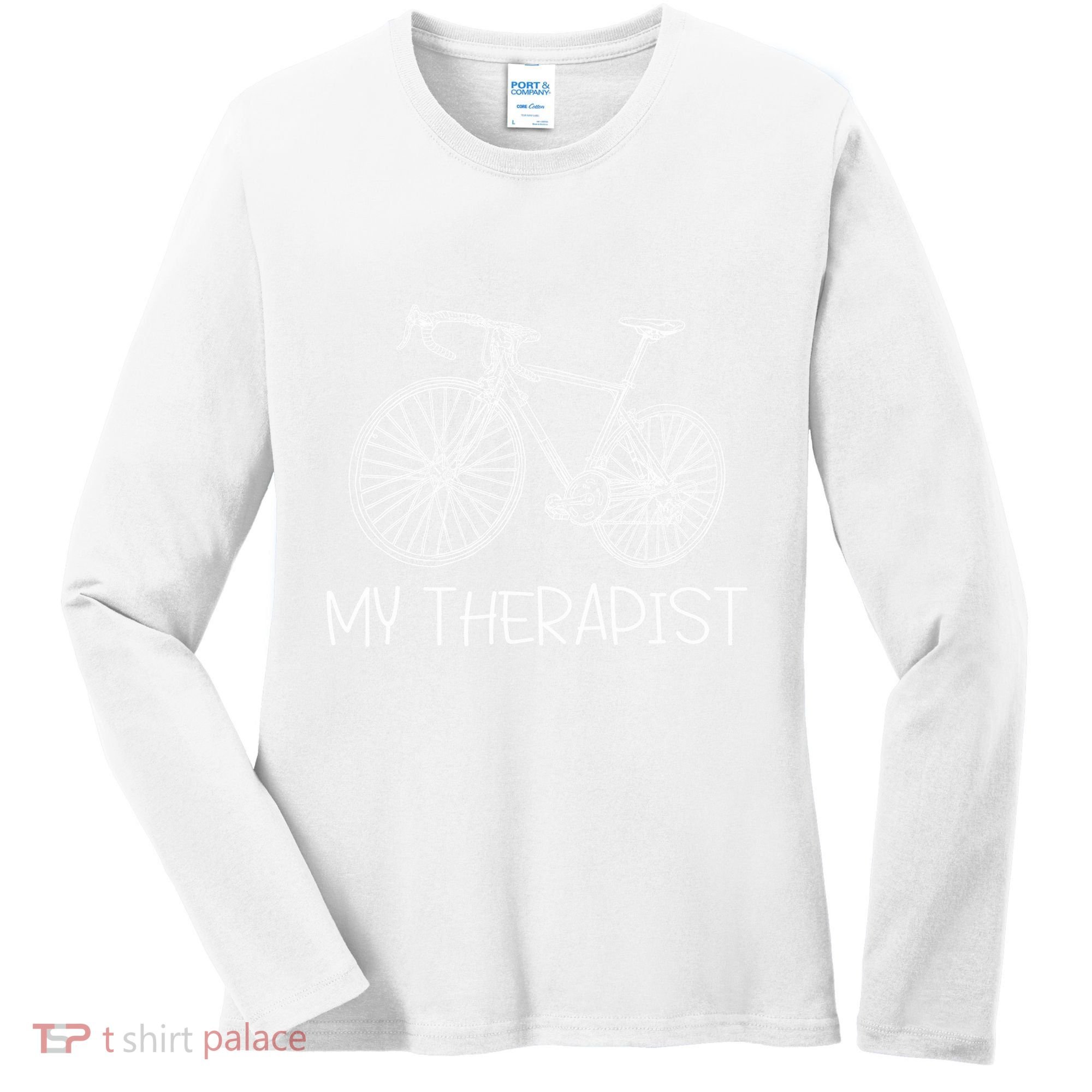 Funny Bicycle Cyclist Road Bike My Therapis Women's Long Sleeve Shirt