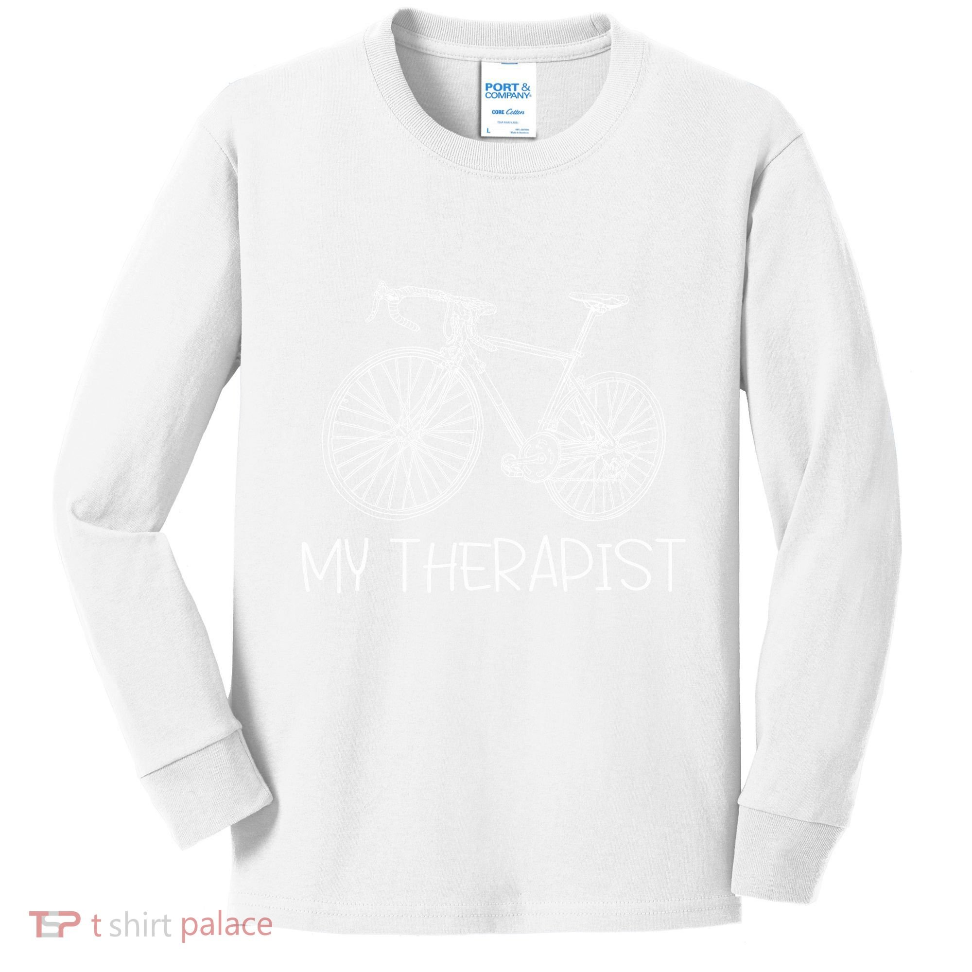Funny Bicycle Cyclist Road Bike My Therapis Kids Long Sleeve Shirt