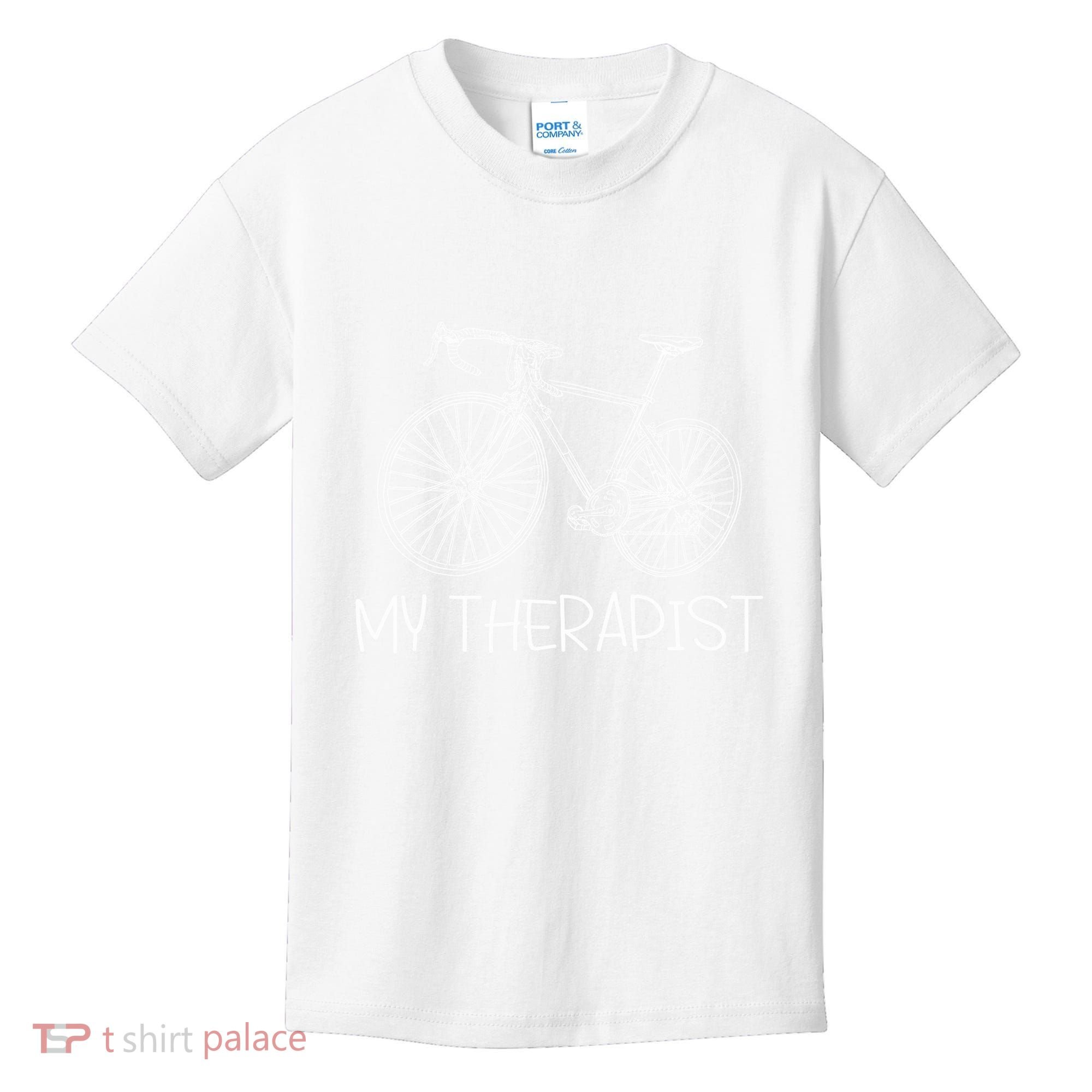 Funny Bicycle Cyclist Road Bike My Therapis Kids T-Shirt