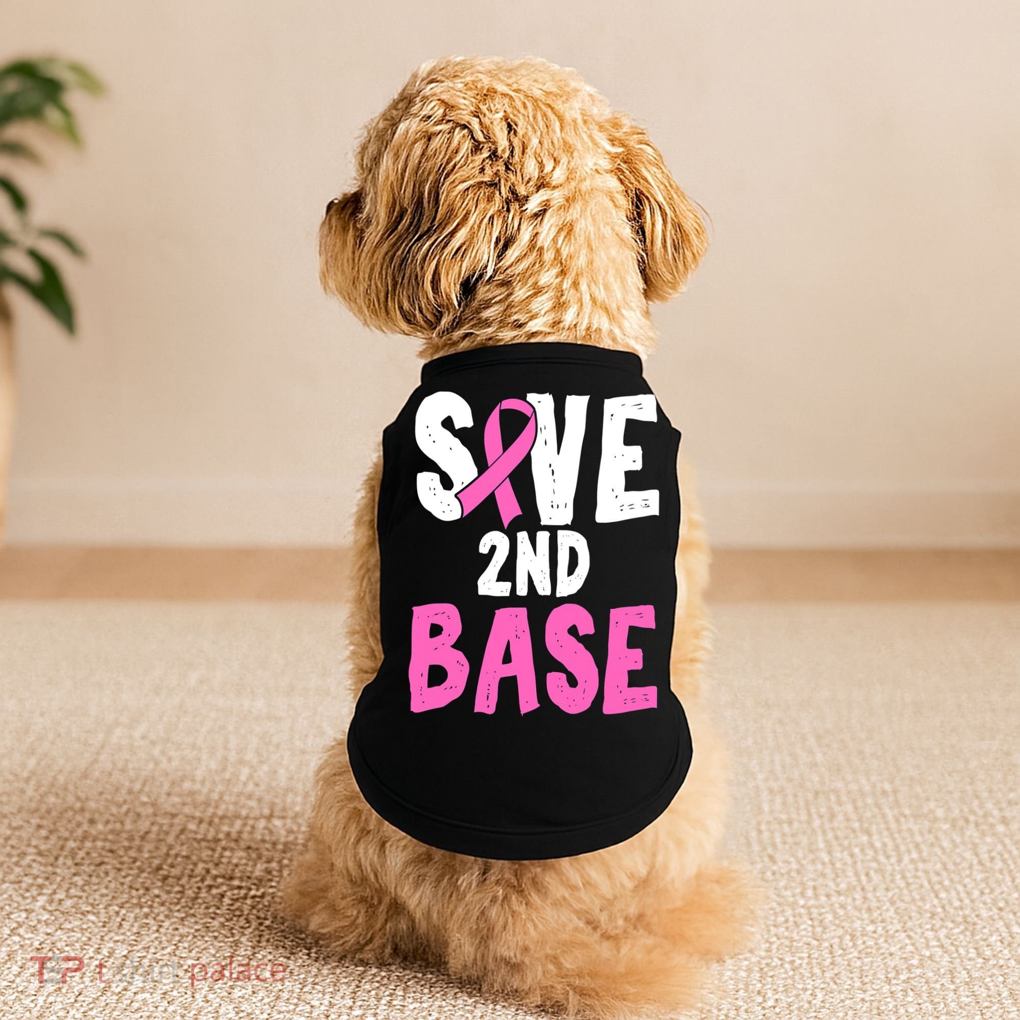 Funny Breast Cancer Awareness Month Save Second 2nd Base Doggie Tank