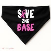 Funny Breast Cancer Awareness Month Save Second 2nd Base USA-Made Doggie Bandana thumb 0