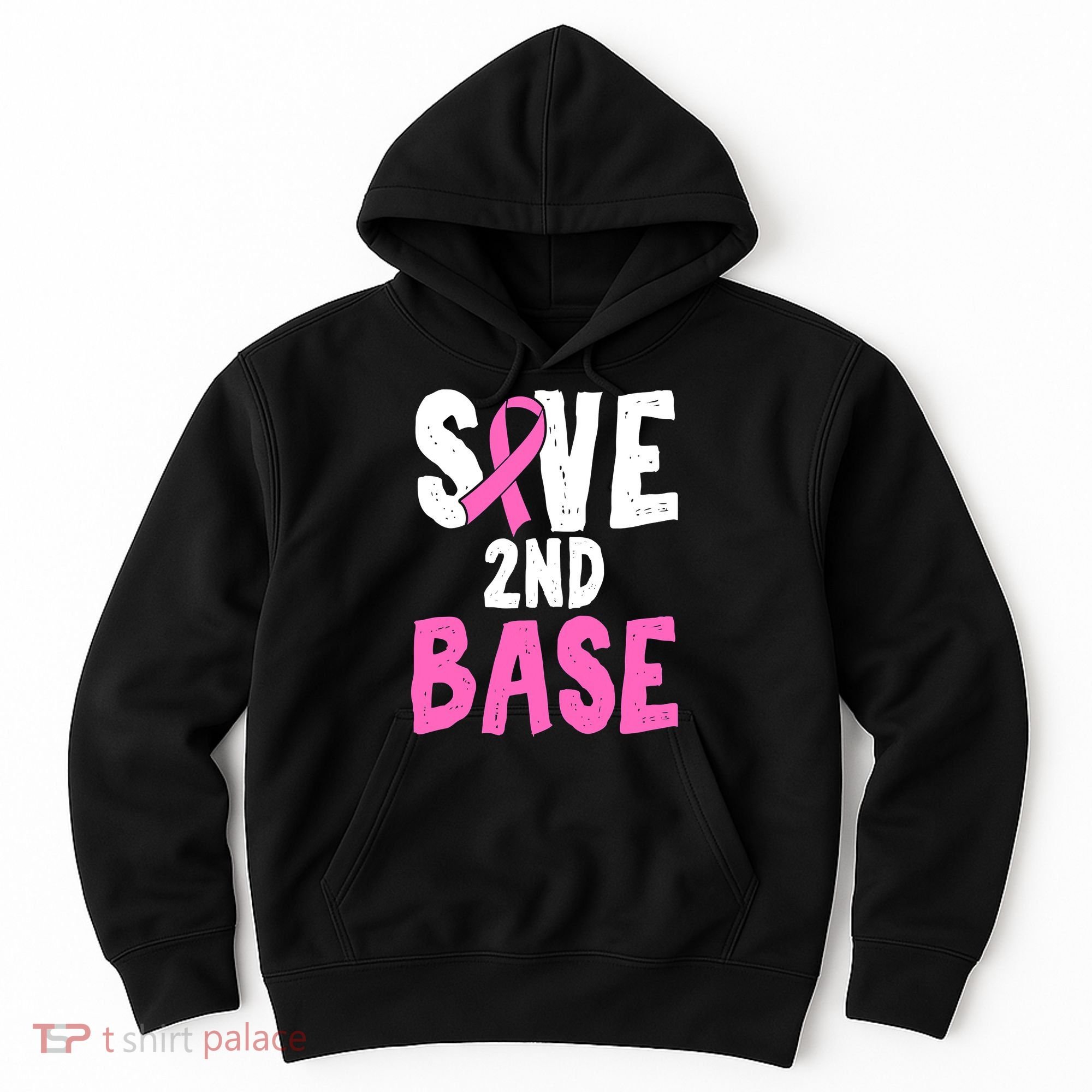 Funny Breast Cancer Awareness Month Save Second 2nd Base Hoodie
