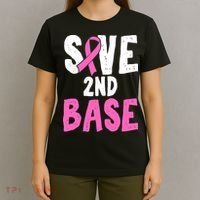 Funny Breast Cancer Awareness Month Save Second 2nd Base T-Shirt thumb 4