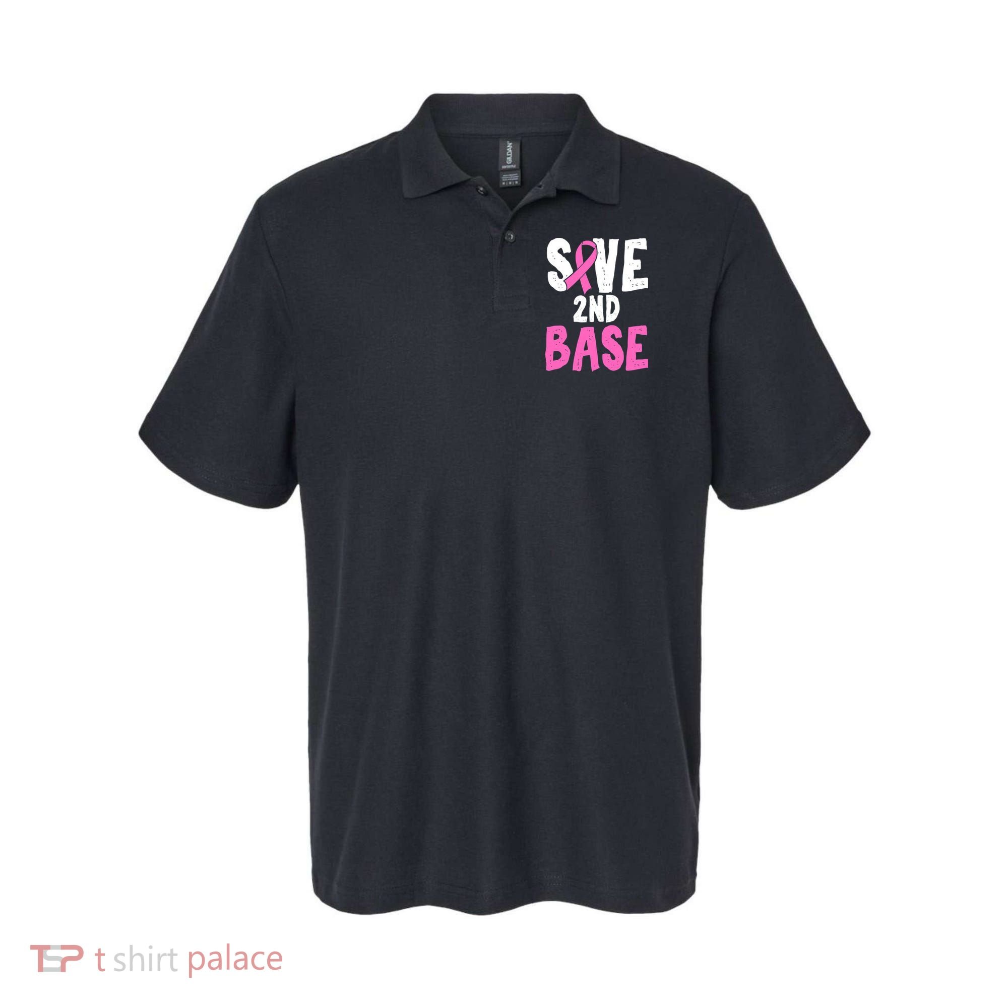 Funny Breast Cancer Awareness Month Save Second 2nd Base Polo