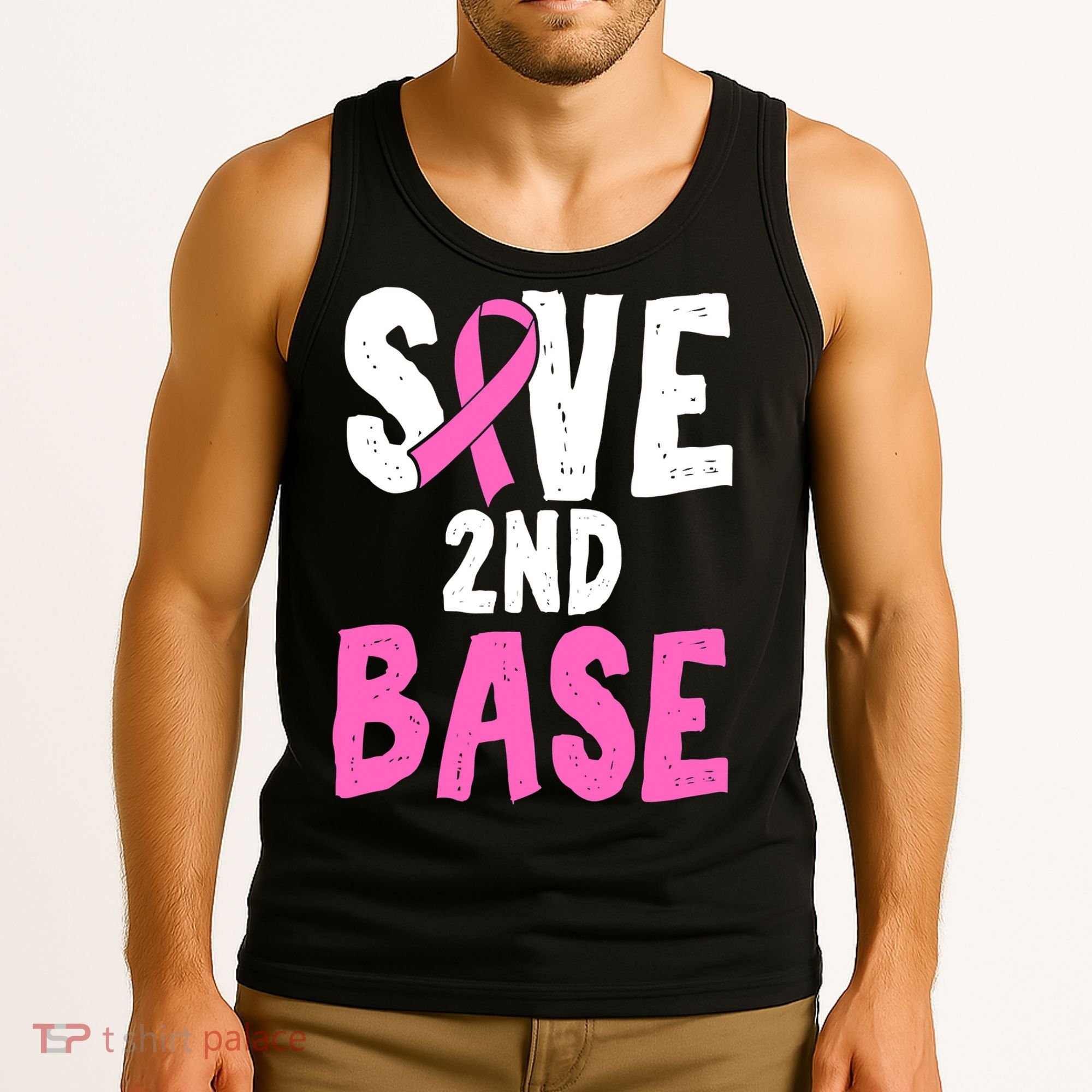 Funny Breast Cancer Awareness Month Save Second 2nd Base Tank Top